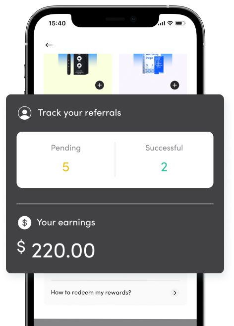 Interface of the Zenyum app for tracking Pending and Successful referrals along with Total Earnings.