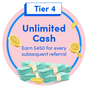Tiered rewards system allowing for larger cashbacks and more gifts for every succeeding Zenyum referral.